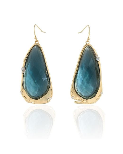 Rare Matters Jewelry Blue Fluid Teardrop Statement Earrings