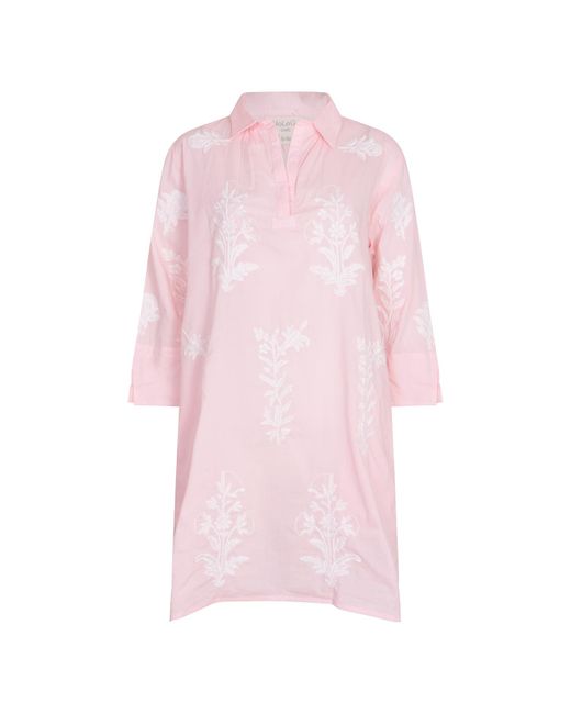 NoLoGo-chic Pink Short Tourist Dress With Embroidery Cotton Pale