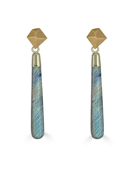 Loni Paul Jewelry Blue Labradorite Long Drop Earrings