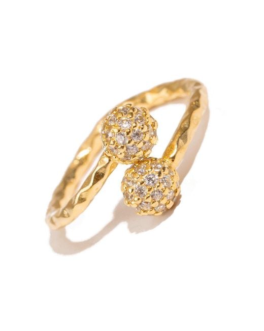 Ebru Jewelry Metallic Radiant Majesty Diamond Adjustable Cuff Ring
