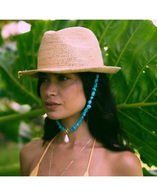 Shaded the Label White Neutrals Hallane Straw Trilby Hat With Sterling Jewellery