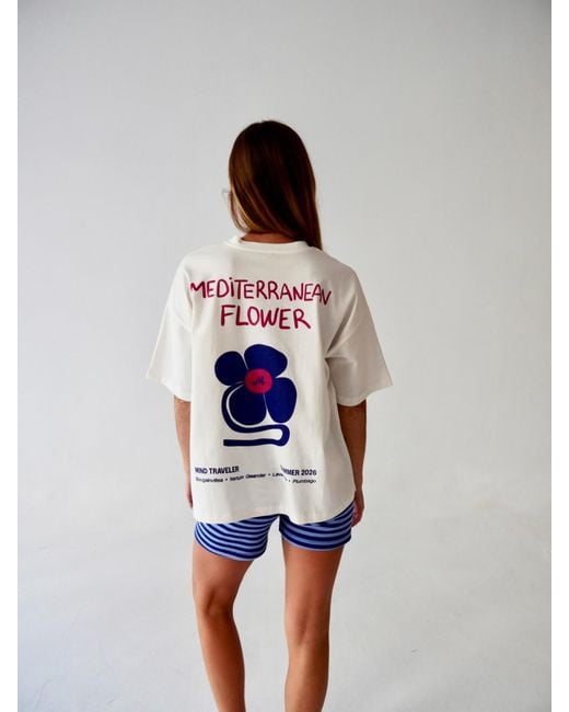 Mind Traveler White Mediterranean Flower T-Shirt