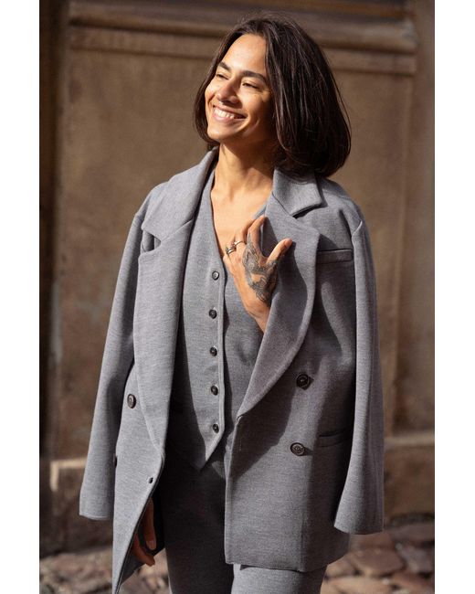 SALANIDA Gray Forza Knitted Merino Blazer Light