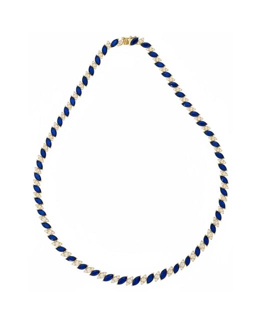 Latelita London Blue Viscountess Statement Tennis Necklace Sapphire