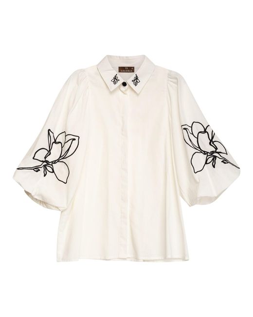 Tantra Spain Sl White Neutrals Set Of Pants And Blouse With Embroidered Flowers