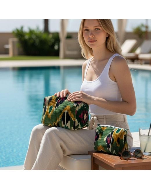 Conscious Yoga Collective Black Ikat Velvet Three Piece Travel Set