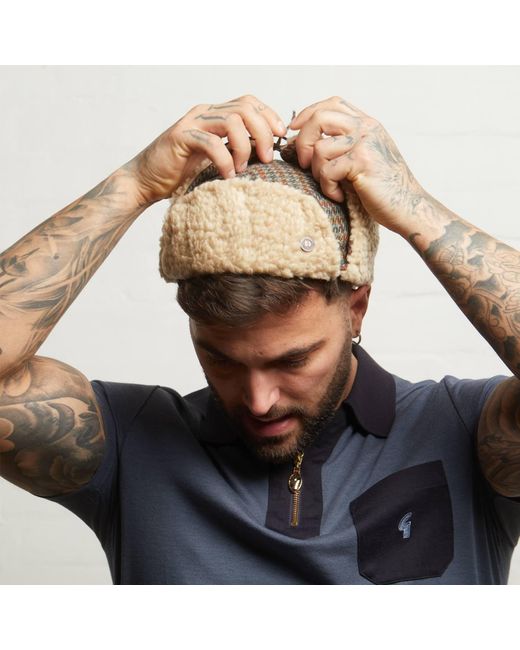 Dasmarca Hats Natural Mylo Italian Tweed Wool Trapper Hat With Earflaps Heather for men