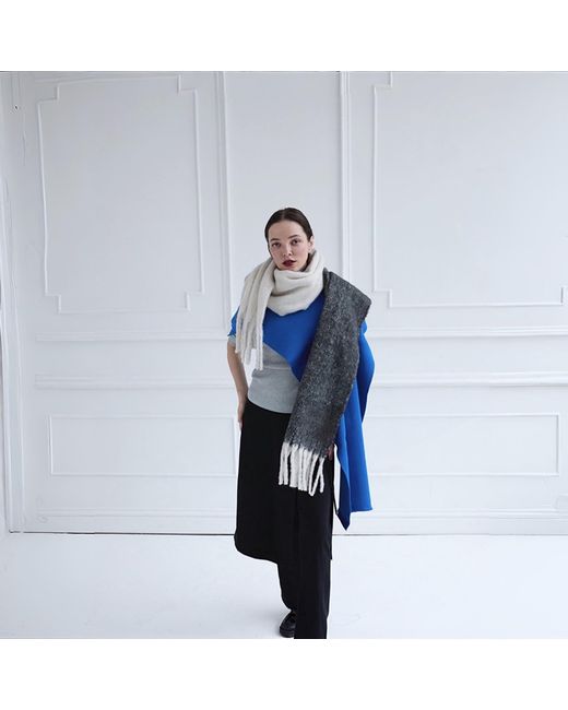London Atelier Byproduct Gray Wool Blend Two Tone Large Shawl