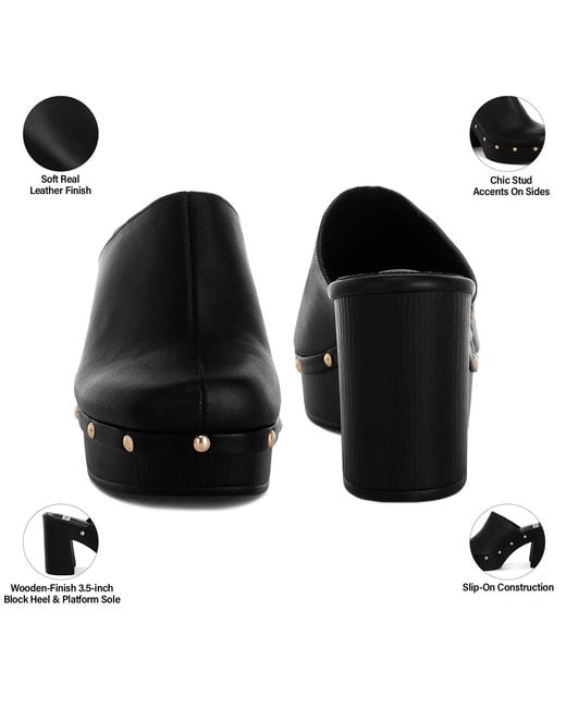 Rag & Co Black Benji Recycled Leather Clogs