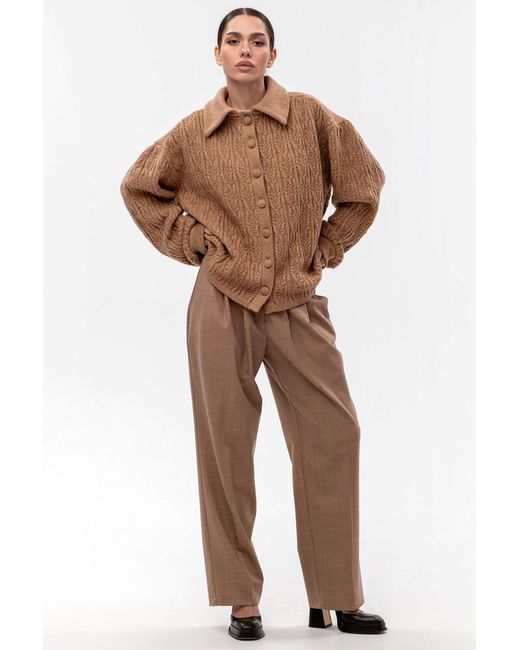 Maison Bogomil Brown Chunky Cable Knit Cardigan
