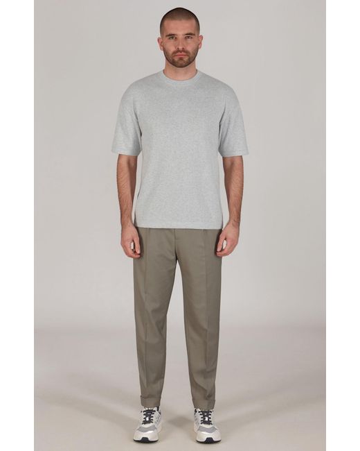 Paul James Knitwear Gray Lightweight Cotton Ewan Oversized Knitted T-Shirt for men