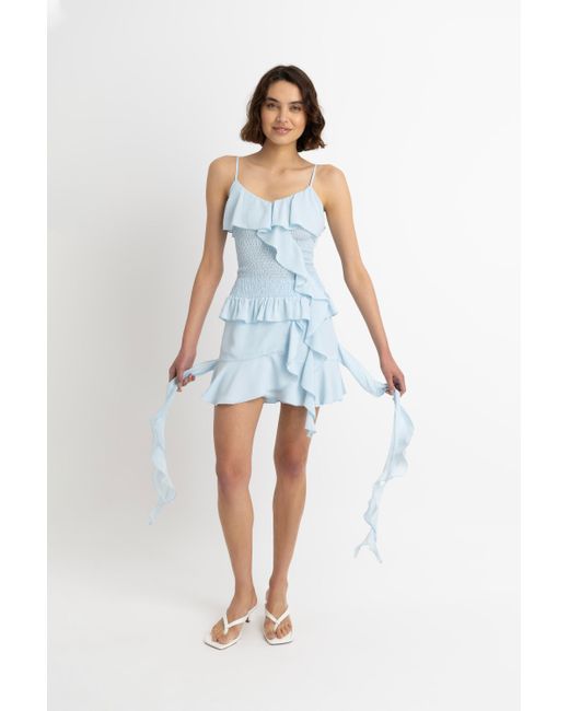 Amy Lynn Blue Teresa Ruffles Mini Skirt