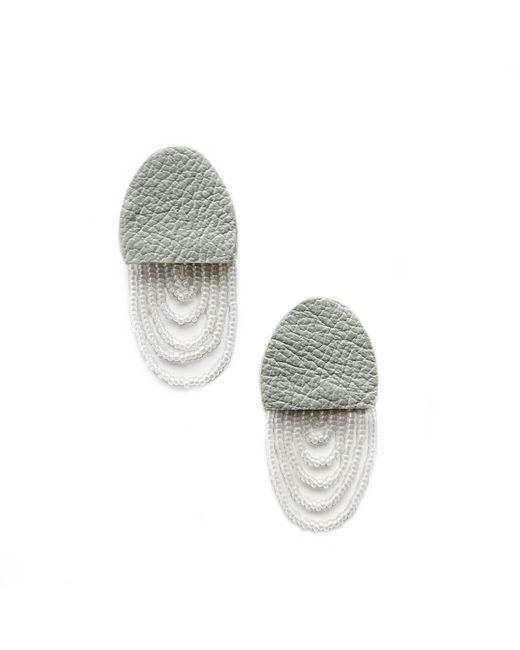 WAIWAI Metallic Aura Glass Bead Leather Earrings Off