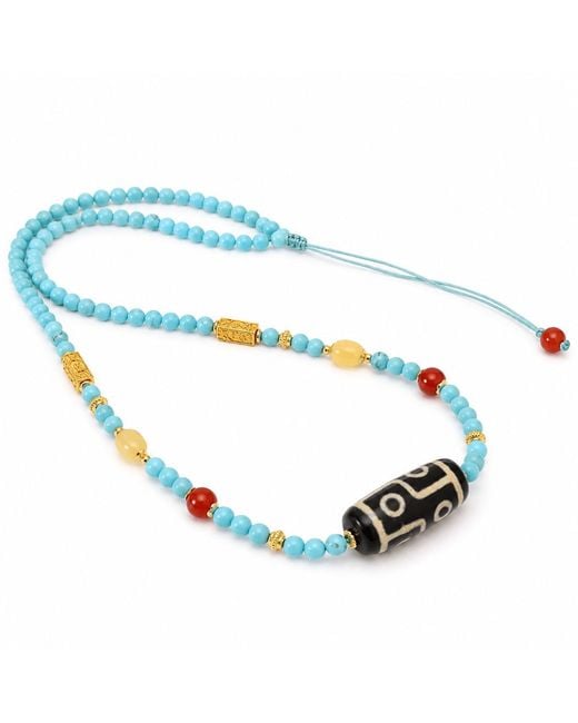 Ormiro Metallic Dolma & Dzi Bead Necklace