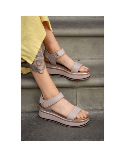 Keith Scarrott Shoes Metallic Neutrals Isolotto Taupe Platform Sandal