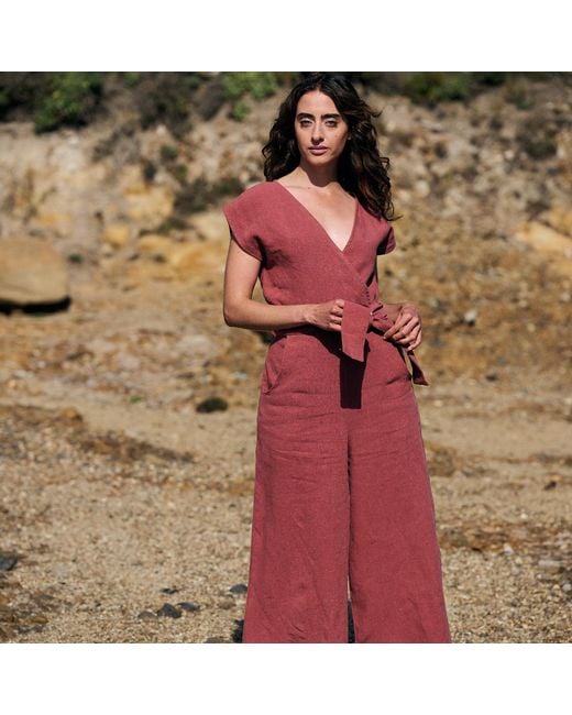 Italia A Collection Pink Sienna Linen Zero Waste Jumpsuit