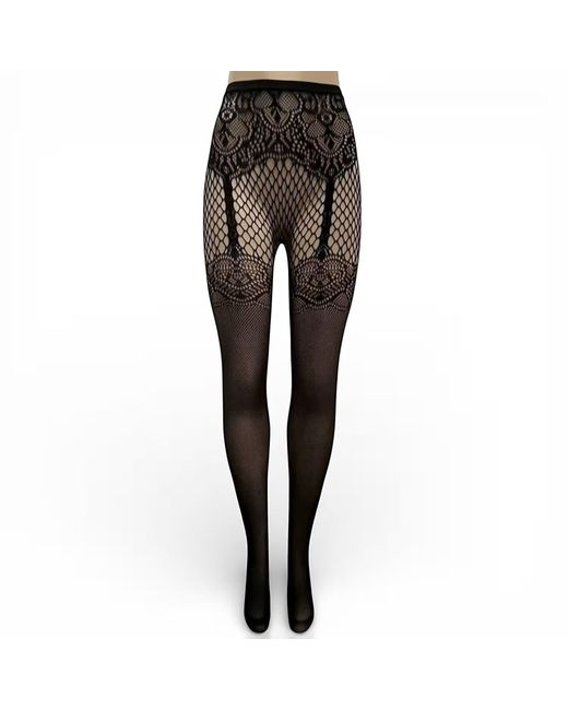 HIGH HEEL JUNGLE by KATHRYN EISMAN Black Suspend Reality Mesh Tights