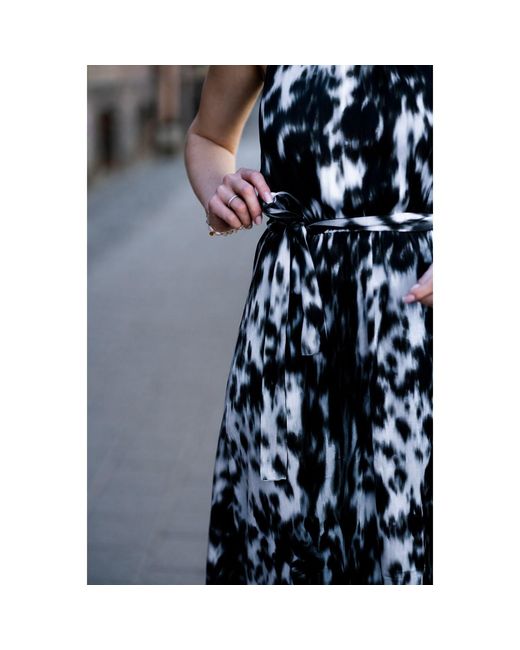 Oh!Zuza Black Neutrals Echo Satin Viscose Rayon Maxi Dress With Belt
