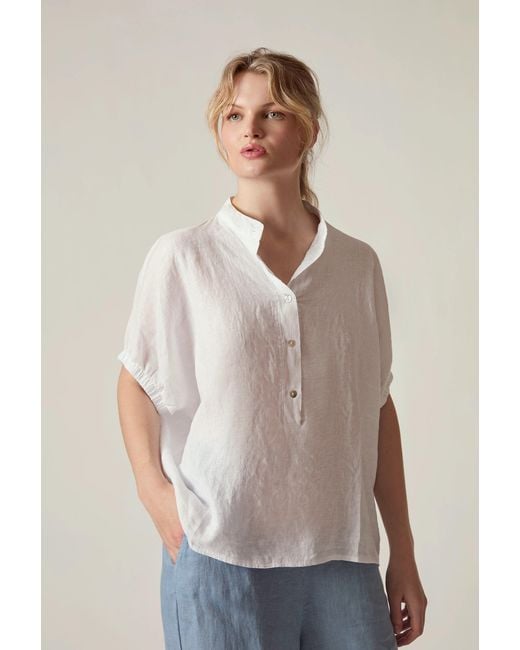 James Lakeland White Relaxed Linen Blouse