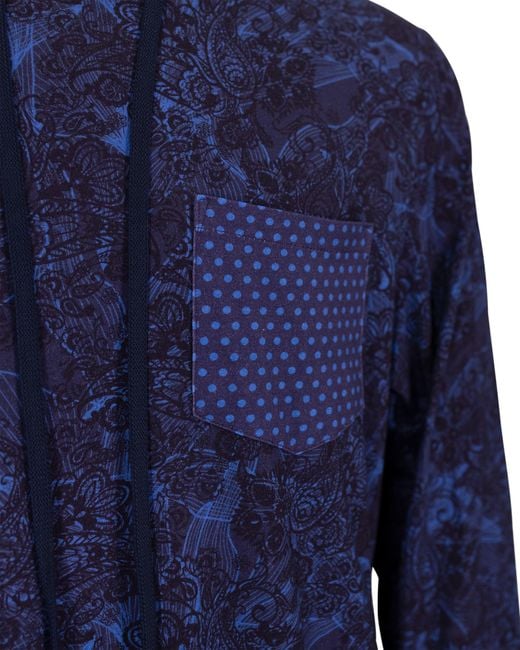 Lords of Harlech Blue Horace Paisley Swirl Hoodie In Navy for men