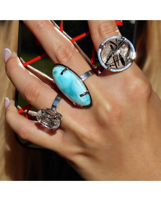 Mineralgems•Studio White Tourmalinated Quartz Ring Fail