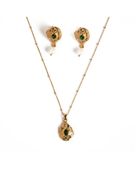 Superdivajewellery Metallic Stephanie Pearl Drop Earrings