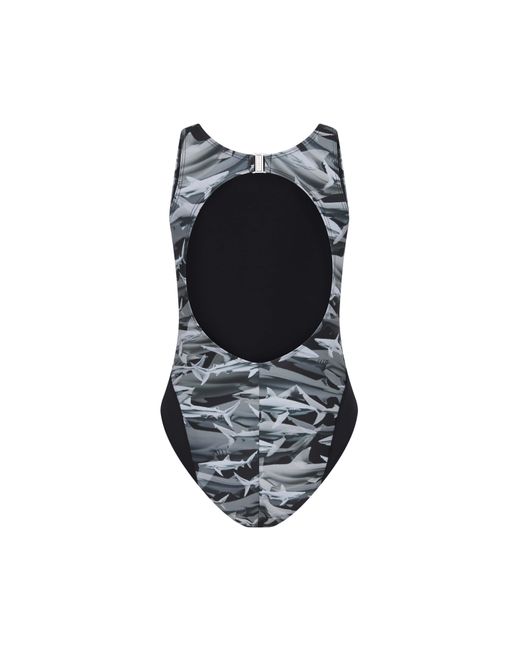 Let's Swim Blue Shark Print Open Back Swimsuit