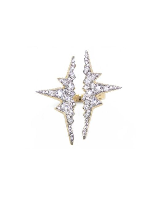 Bayemeyc White Siaure Crystal Statement Ring