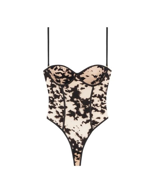 Perilla Lingerie Black Harlow Bodysuit Push Up Nude