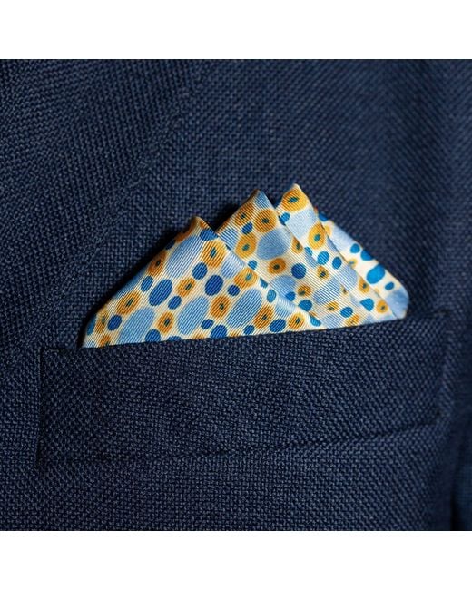 Otway & Orford Blue 'Infinity' Spotted Silk Pocket Square for men