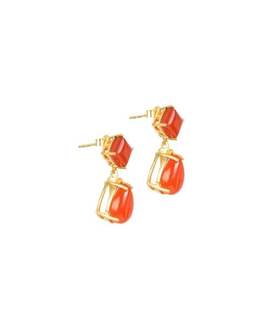 Lila Rasa Orange Scarlet Flame Carnelian Stone Earrings