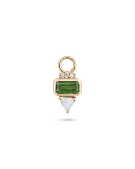 Zohreh Green Tourmaline, Diamond & Moonstone Earring Charm 9K