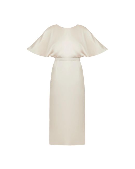 Undress White Neutrals Gina Champagne Midi Dress With Butterfly Sleeves