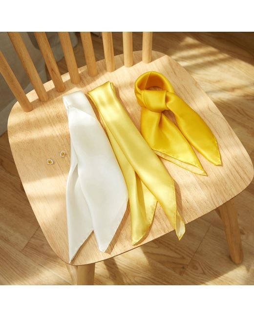 Soft Strokes Silk White Pure Silk Scarf Daffodil Solid Colour Collection Ivory Small