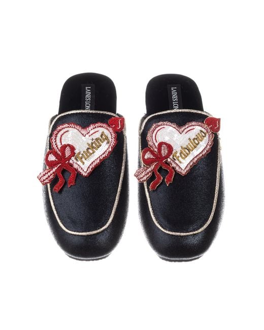 Laines London Orange Classic Mules With Fucking Fabulous Hearts Brooches