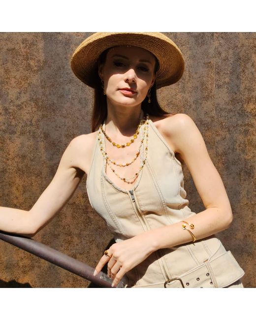 Farra Metallic Tiger-Eye Stone Bangle