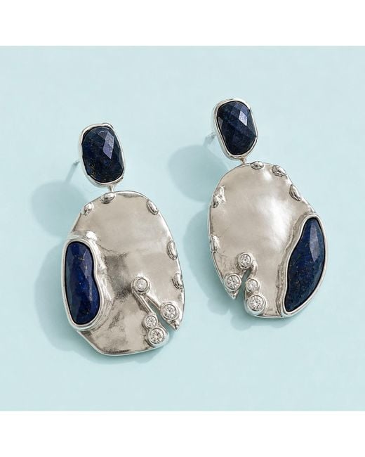Rare Matters Jewelry Blue Cascade Natural Lapis Gemstone Earring