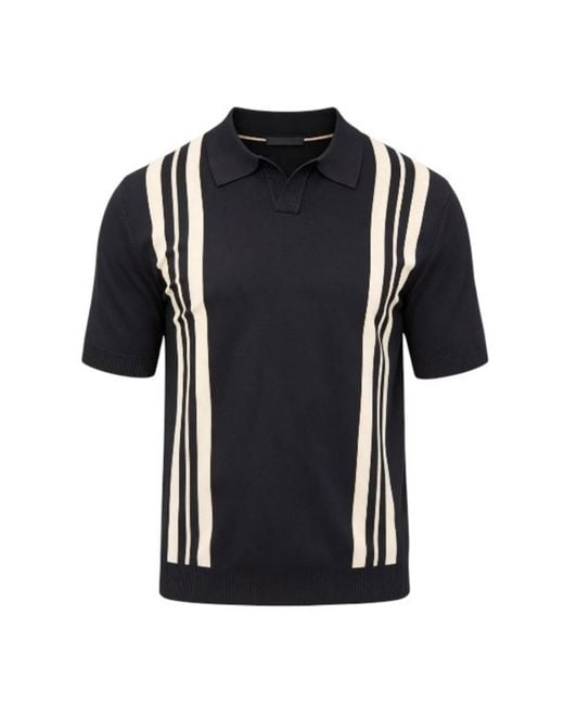 Vayla Black Relaxed Fit & Cream Open Collar Smart Top for men