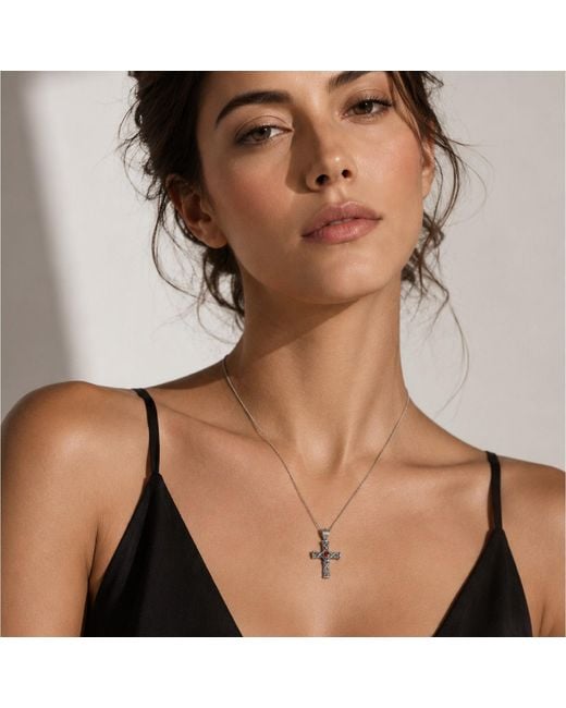 Unaloe Metallic Harmony Cross Necklace With Ruby