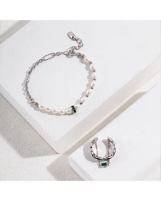 Angel Barocco Metallic Drip Glaze Bead & Pearl Bracelet