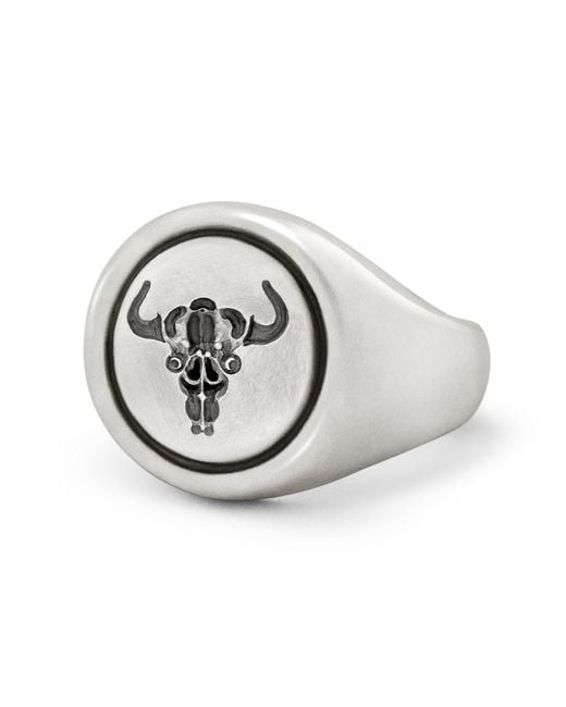 Snake Bones Metallic Bull Skull Signet Ring for men