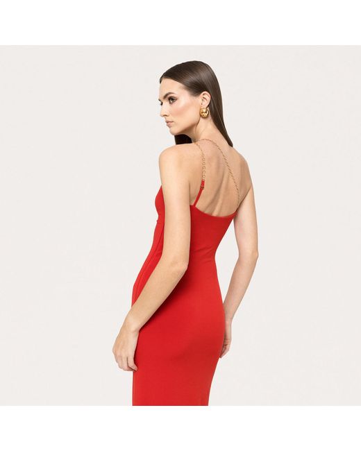 Nissa Red Open-Back Jersey Midi Dress