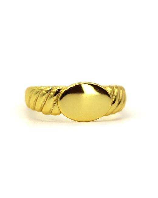 VicStoneNYC Fine Jewelry Yellow Screw Band Design Oval Signet Ring for men
