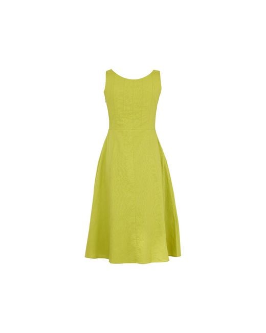 Zetaye Yellow Celeste Linen Cotton Midi Mini Dress