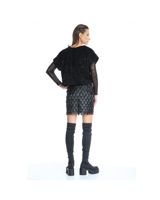 Silvia Serban Black 3D Application Organza Mini Skirt