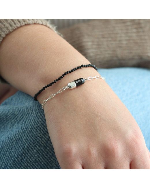 Kris Nations Multicolor Chill Pill Enamel Bracelet Sterling Silver & Black Enamel