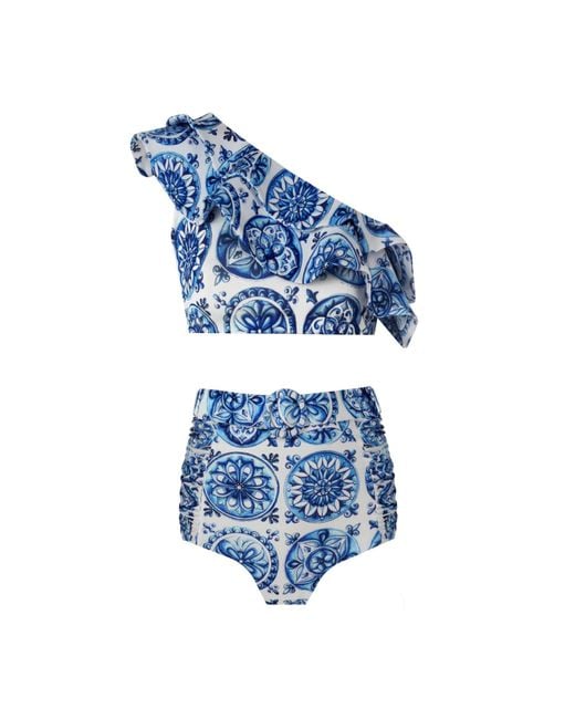 Nur Karaata Blue Cliantha Bleu Blanc Bikini Set