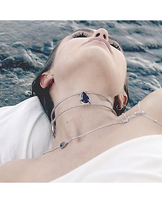 SALLY SKOUFIS Metallic Awaken Choker With Natural Diamond & Made Cz Diamond Stimulant