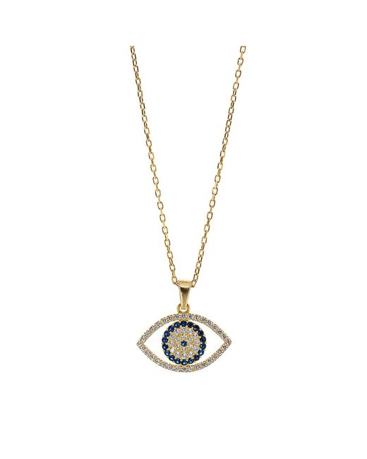Ebru Jewelry Metallic Sparkly Evileye Necklace