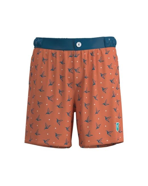 Live Kolibri Orange Luxury Swim Trunks for men